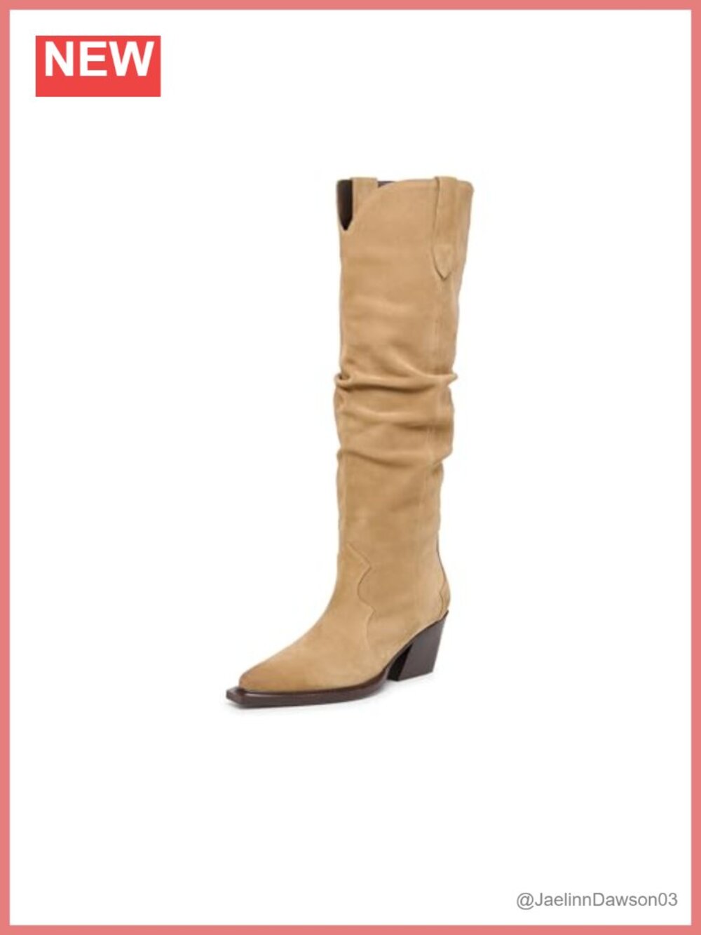 Knee High Suede Boot with Block Heel Pull On High Top